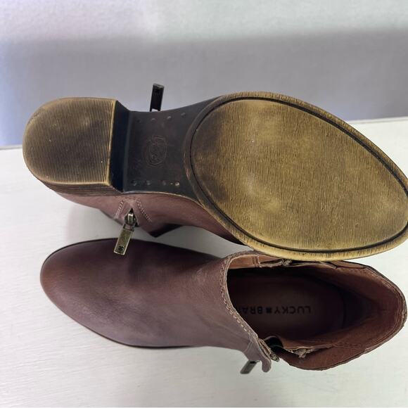 Lucky Brand Boots Womens 6M/36 Brenon Leather Round Toe Side Zipper Ankle - Picture 10 of 16